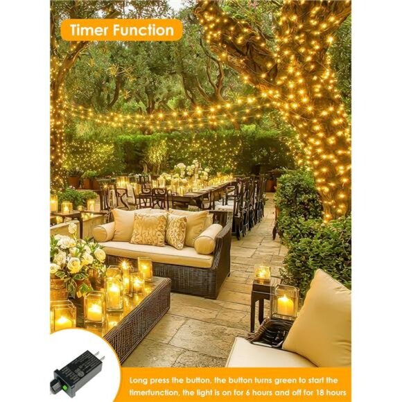 66Ft 200 LED Fairy Lights Plug in, Waterproof String Lights Outdoor & Indoor - Picture 4 of 7